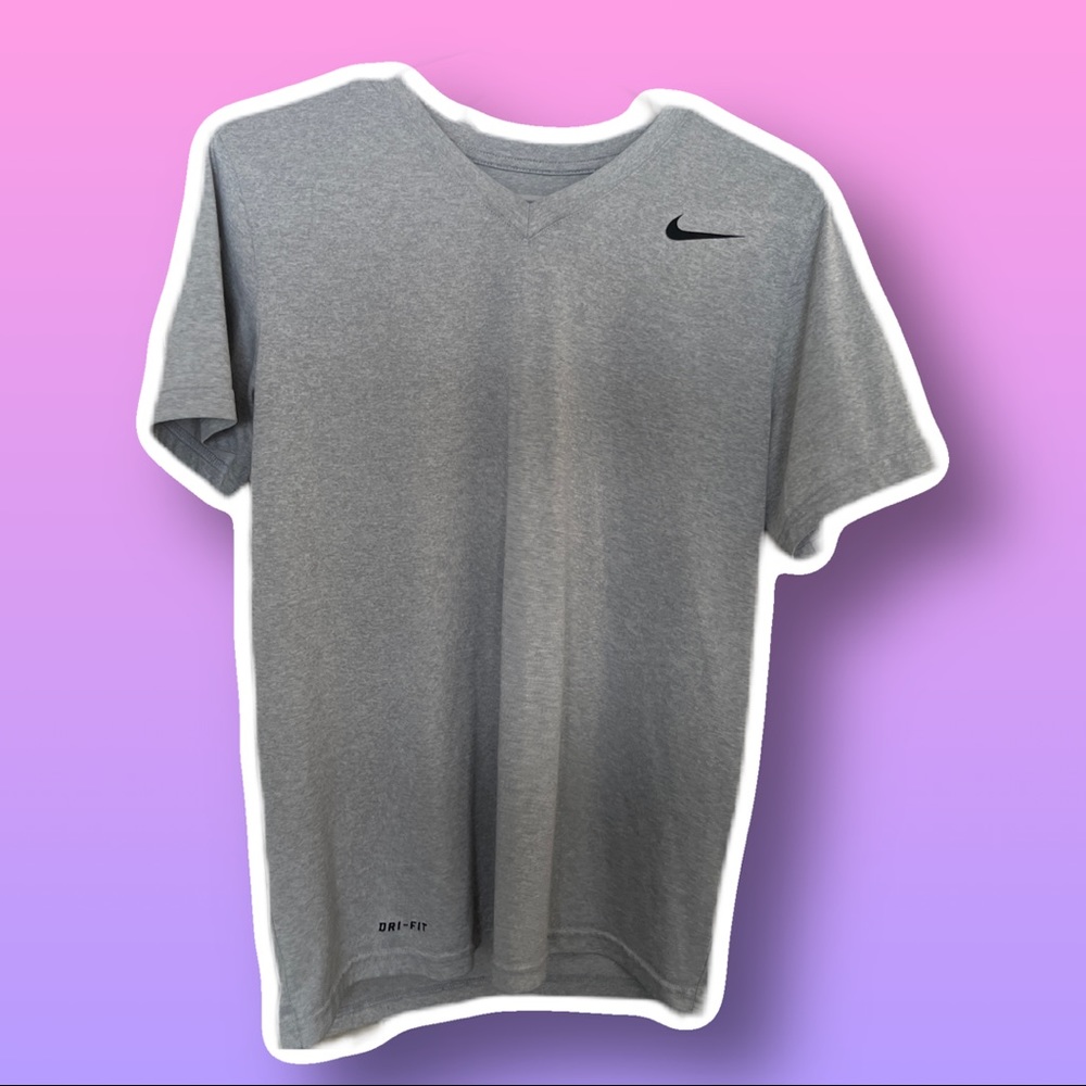 Small Grey/Silver Nike DRI-FIT V Neck